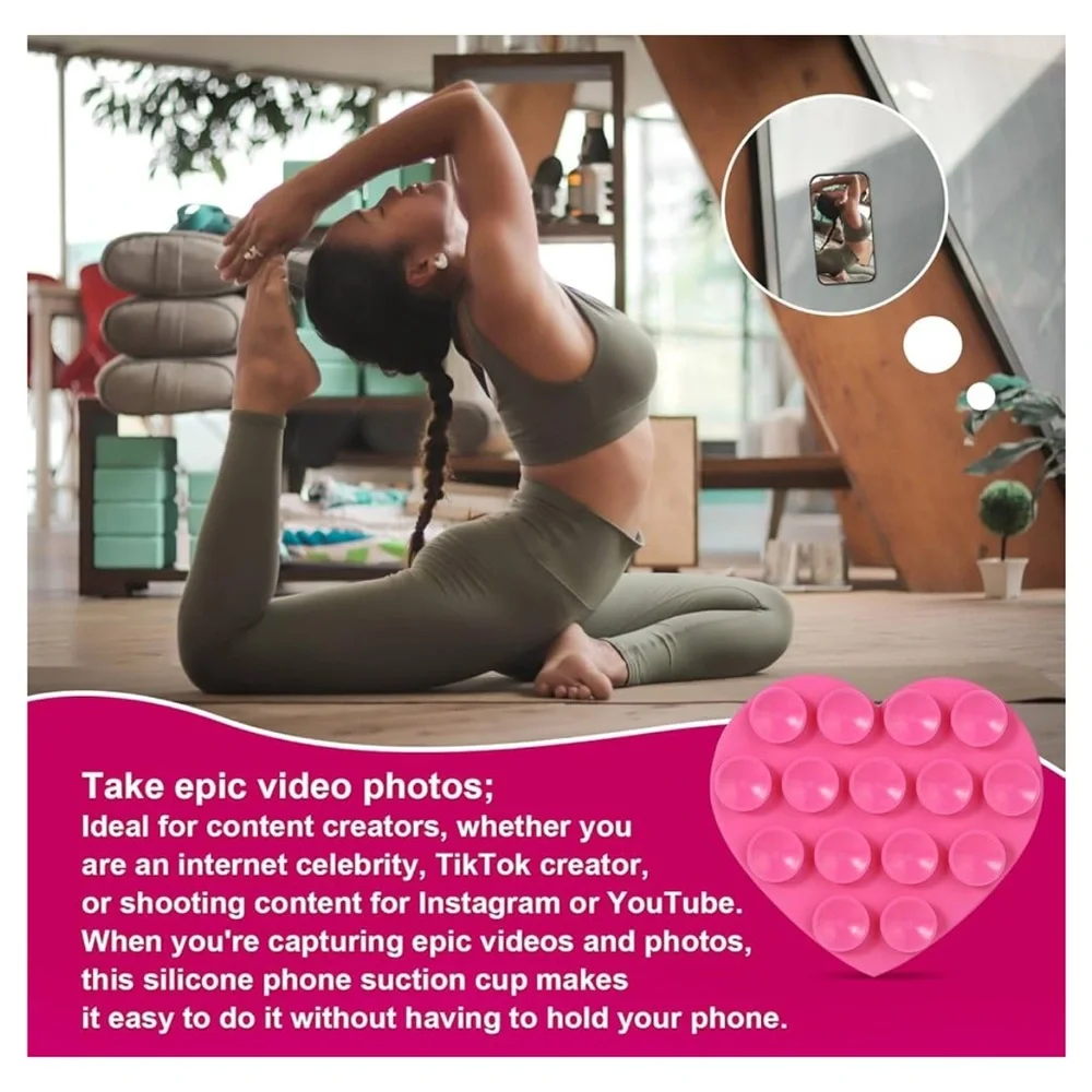 Heart Shape Double Sided Phone Suction Holder Brand New Pink